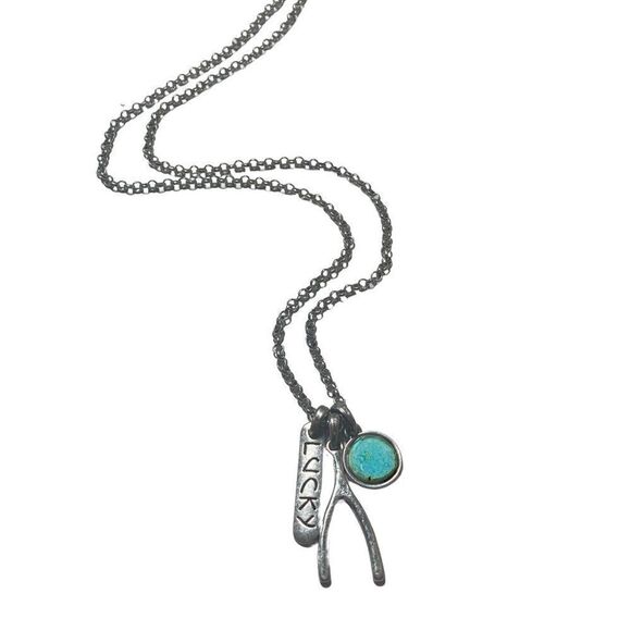 NWT Lucky Wishbone Charm Pendant Necklace 12" - Picture 3 of 8